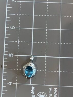 Blue topaz set in sterling silver 925 pendant cz accents or diamond elegant lux
